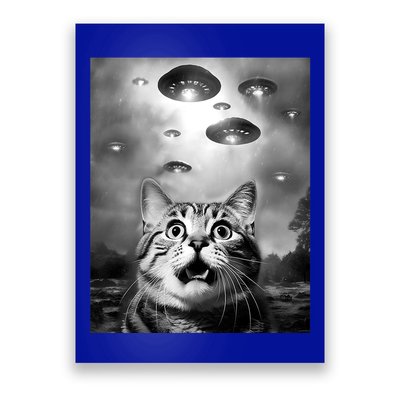 Funny Meme Cat Selfie With Alien Ufos Funny Cat Lovers Aliens Ufo Poster