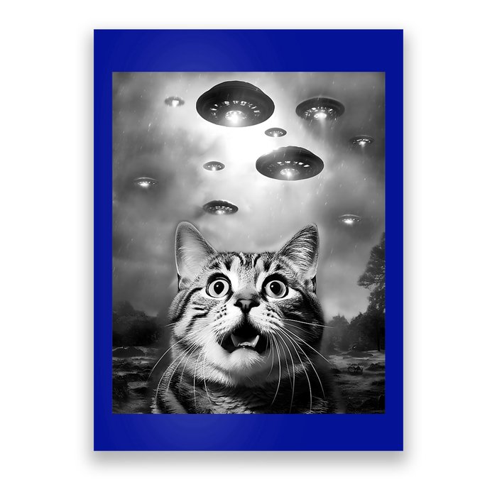 Funny Meme Cat Selfie With Alien Ufos Funny Cat Lovers Aliens Ufo Poster