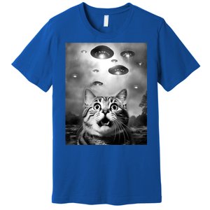 Funny Meme Cat Selfie With Alien Ufos Funny Cat Lovers Aliens Ufo Premium T-Shirt