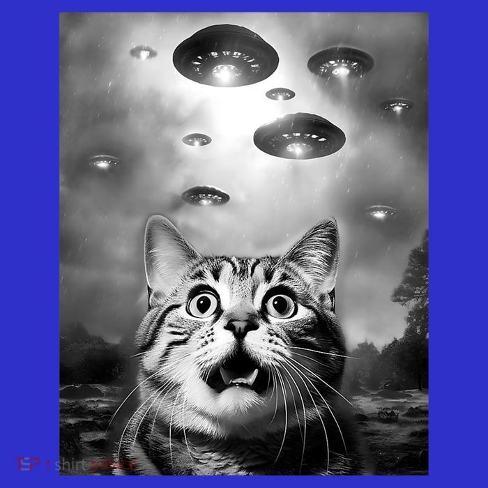 Funny Meme Cat Selfie With Alien Ufos Funny Cat Lovers Aliens Ufo Premium T-Shirt