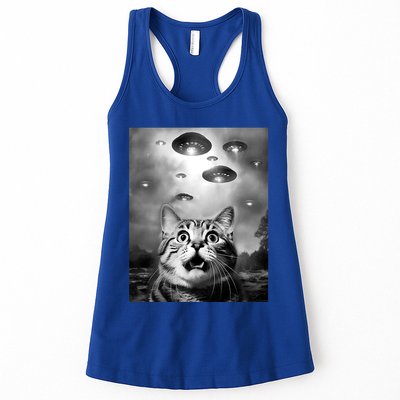 Funny Meme Cat Selfie With Alien Ufos Funny Cat Lovers Aliens Ufo Womens Tank Top