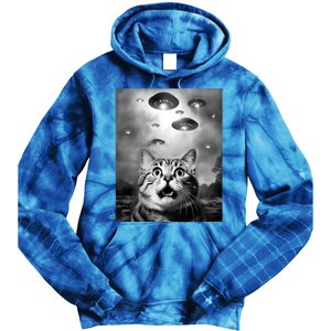 Funny Meme Cat Selfie With Alien Ufos Funny Cat Lovers Aliens Ufo Tie Dye Hoodie