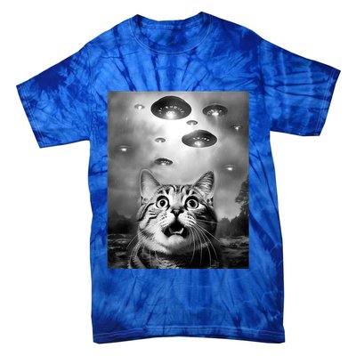 Funny Meme Cat Selfie With Alien Ufos Funny Cat Lovers Aliens Ufo Tie-Dye T-Shirt