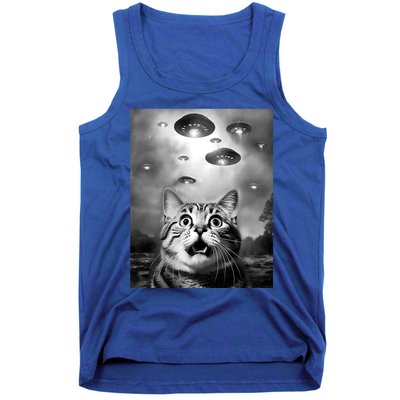 Funny Meme Cat Selfie With Alien Ufos Funny Cat Lovers Aliens Ufo Tank Top
