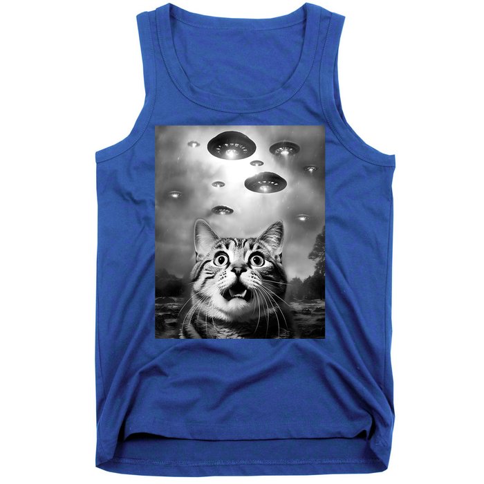 Funny Meme Cat Selfie With Alien Ufos Funny Cat Lovers Aliens Ufo Tank Top