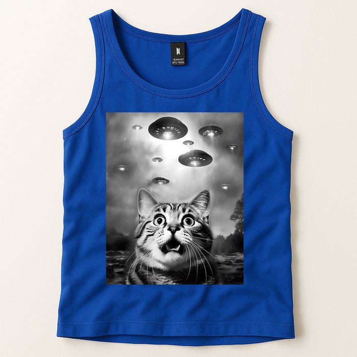 Funny Meme Cat Selfie With Alien Ufos Funny Cat Lovers Aliens Ufo Tank Top