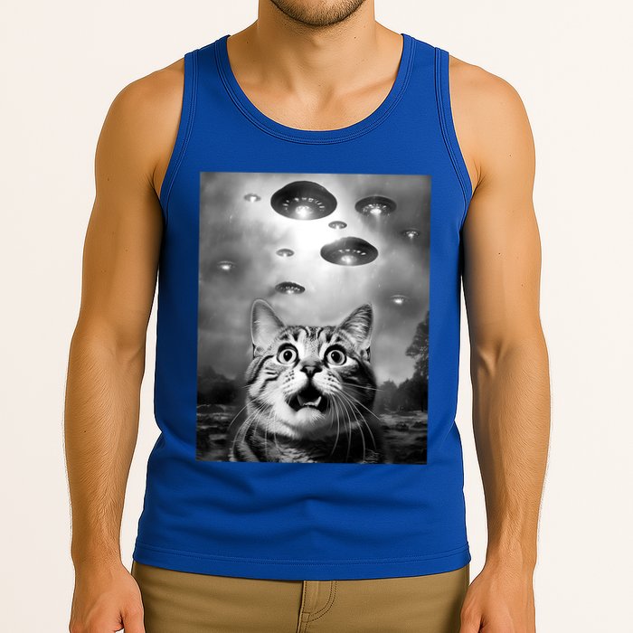 Funny Meme Cat Selfie With Alien Ufos Funny Cat Lovers Aliens Ufo Tank Top