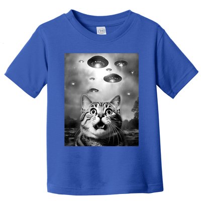 Funny Meme Cat Selfie With Alien Ufos Funny Cat Lovers Aliens Ufo Toddler T-Shirt