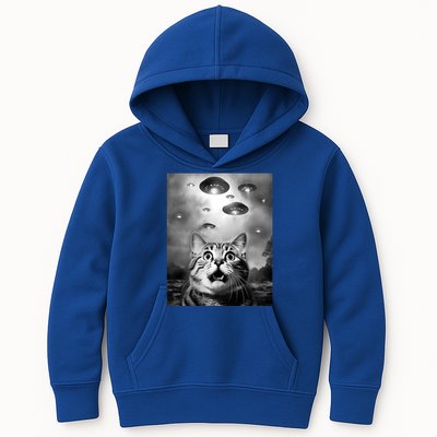 Funny Meme Cat Selfie With Alien Ufos Funny Cat Lovers Aliens Ufo Kids Hoodie
