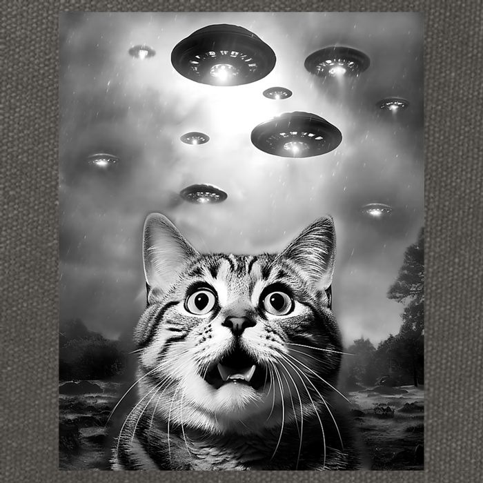 Funny Meme Cat Selfie With Alien Ufos Funny Cat Lovers Aliens Ufo Cotton Canvas Backpack