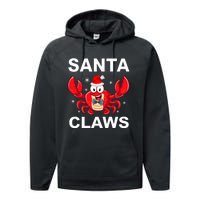 Funny Merry Christmas Santa Claw Crab Crustacean Claus Xmas Performance Fleece Hoodie