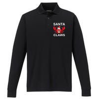 Funny Merry Christmas Santa Claw Crab Crustacean Claus Xmas Performance Long Sleeve Polo