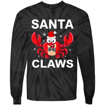 Funny Merry Christmas Santa Claw Crab Crustacean Claus Xmas Tie-Dye Long Sleeve Shirt