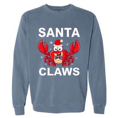 Funny Merry Christmas Santa Claw Crab Crustacean Claus Xmas Garment-Dyed Sweatshirt