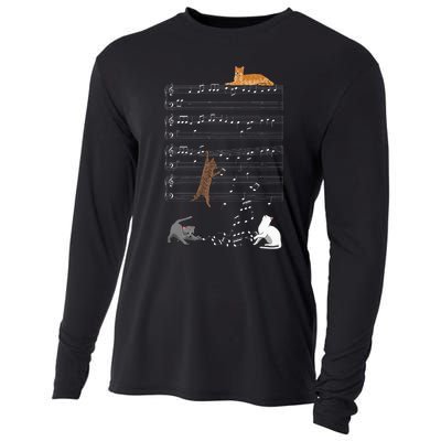 Funny Musical Cats Cat And Music Lover Funny Cat Cooling Performance Long Sleeve Crew