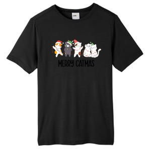 Funny Merry Catmas Cat Mom Dad Lover Xmas With Santa Hats Gift Tall Fusion ChromaSoft Performance T-Shirt