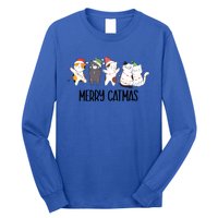 Funny Merry Catmas Cat Mom Dad Lover Xmas With Santa Hats Gift Long Sleeve Shirt