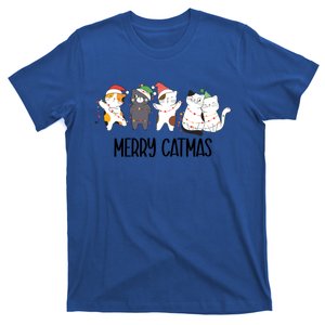 Funny Merry Catmas Cat Mom Dad Lover Xmas With Santa Hats Gift T-Shirt