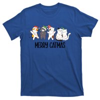 Funny Merry Catmas Cat Mom Dad Lover Xmas With Santa Hats Gift T-Shirt