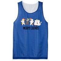 Funny Merry Catmas Cat Mom Dad Lover Xmas With Santa Hats Gift Mesh Reversible Basketball Jersey Tank