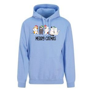 Funny Merry Catmas Cat Mom Dad Lover Xmas With Santa Hats Gift Unisex Surf Hoodie