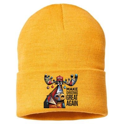 Funny Make Christmas Great Again Moose Trump Election Win Sustainable Knit Beanie