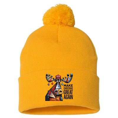 Funny Make Christmas Great Again Moose Trump Election Win Pom Pom 12in Knit Beanie