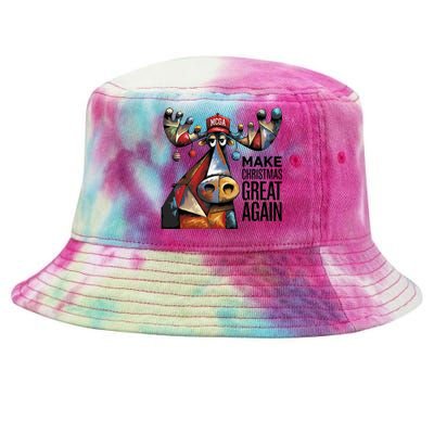 Funny Make Christmas Great Again Moose Trump Election Win Tie-Dyed Bucket Hat