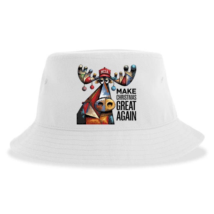 Funny Make Christmas Great Again Moose Trump Election Win Sustainable Bucket Hat