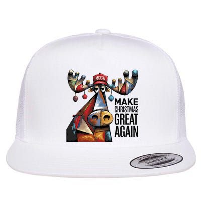 Funny Make Christmas Great Again Moose Trump Election Win Flat Bill Trucker Hat