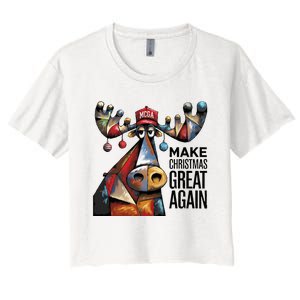 Funny Make Christmas Great Again Moose Trump Election Win Women's Crop Top Tee