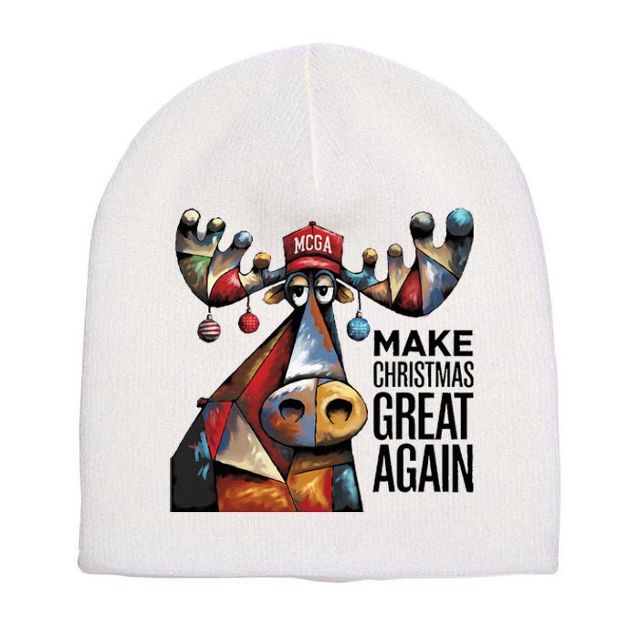 Funny Make Christmas Great Again Moose Trump Election Win Short Acrylic Beanie