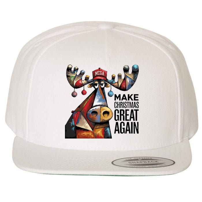 Funny Make Christmas Great Again Moose Trump Election Win Wool Snapback Cap