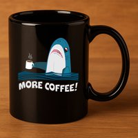 Funny More Coffee Shark 11oz C Handle Ceramic Mug