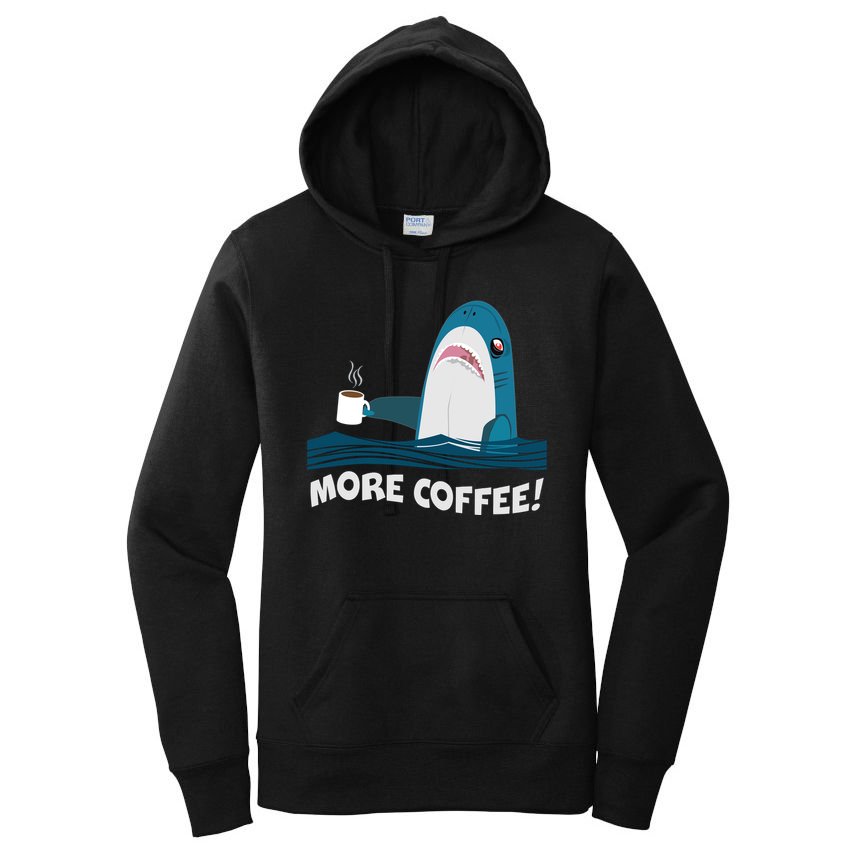 Funny More Coffee Shark Women's Pullover Hoodie