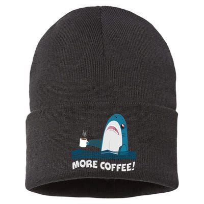 Funny More Coffee Shark Sustainable Knit Beanie