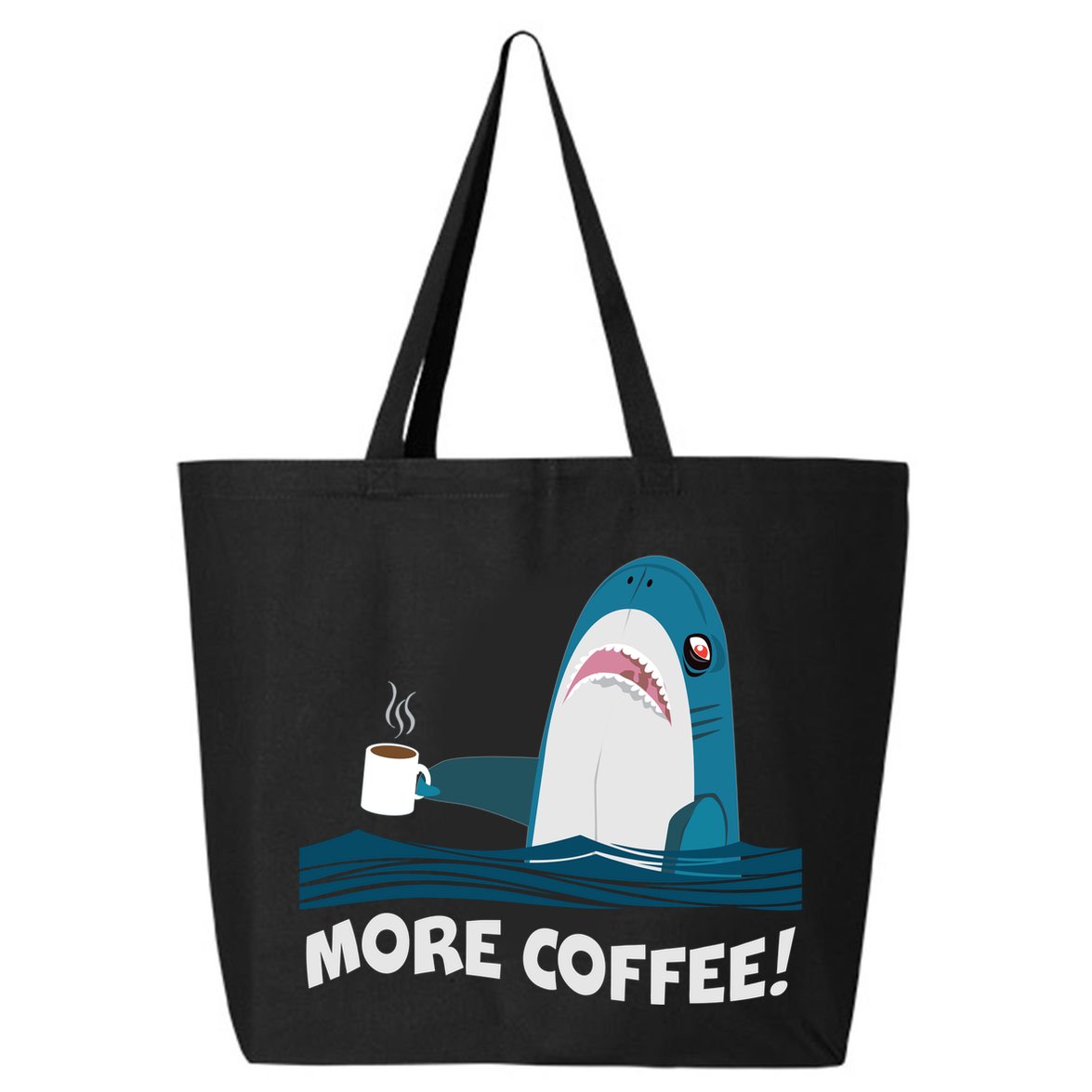 Funny More Coffee Shark 25L Jumbo Tote
