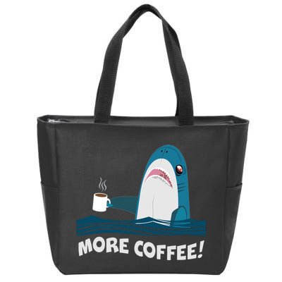 Funny More Coffee Shark Zip Tote Bag