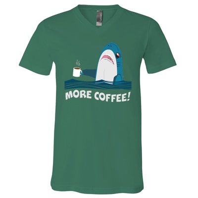 Funny More Coffee Shark V-Neck T-Shirt