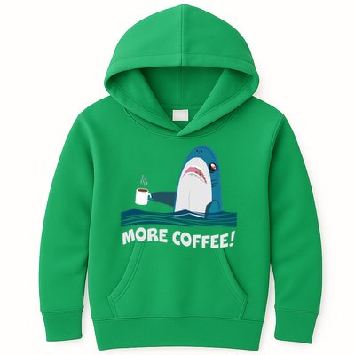 Funny More Coffee Shark Kids Hoodie