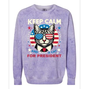 Funny My Cat For President 2024 Political Election Vote 2024 Colorblast Crewneck Sweatshirt