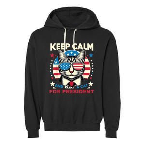 Funny My Cat For President 2024 Political Election Vote 2024 Garment-Dyed Fleece Hoodie