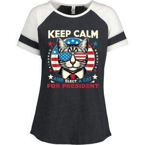 Funny My Cat For President 2024 Political Election Vote 2024 Enza Ladies Jersey Colorblock Tee