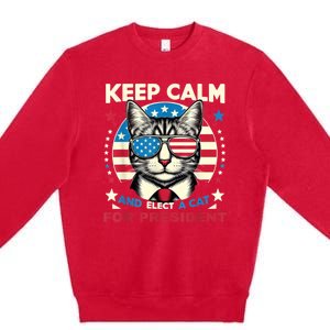 Funny My Cat For President 2024 Political Election Vote 2024 Premium Crewneck Sweatshirt