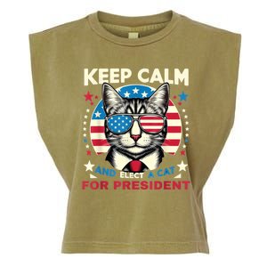 Funny My Cat For President 2024 Political Election Vote 2024 Garment-Dyed Women's Muscle Tee