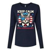 Funny My Cat For President 2024 Political Election Vote 2024 Womens Cotton Relaxed Long Sleeve T-Shirt