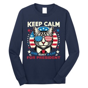 Funny My Cat For President 2024 Political Election Vote 2024 Long Sleeve Shirt