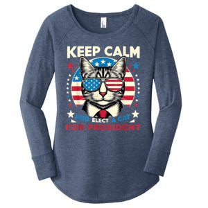 Funny My Cat For President 2024 Political Election Vote 2024 Women's Perfect Tri Tunic Long Sleeve Shirt