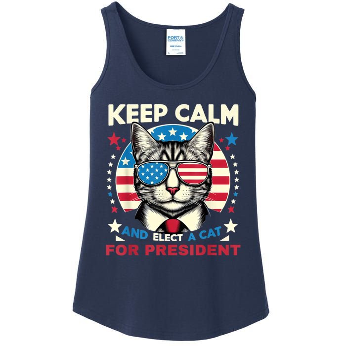 Funny My Cat For President 2024 Political Election Vote 2024 Ladies Essential Tank