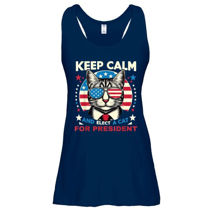 Funny My Cat For President 2024 Political Election Vote 2024 Ladies Essential Flowy Tank